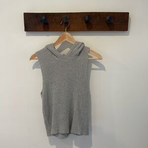 Zara sleeveless knit hooded sweater, Medium, Grey